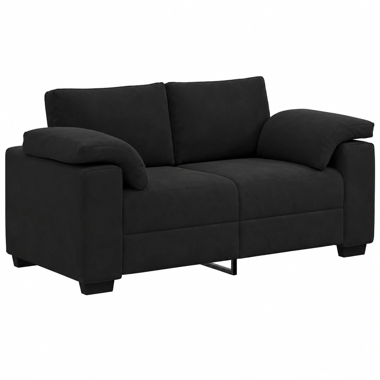 Elegantes Zweisitzer-Sofa aus Samt in Schwarz 160x77x82 cm für Wohnzimmer
