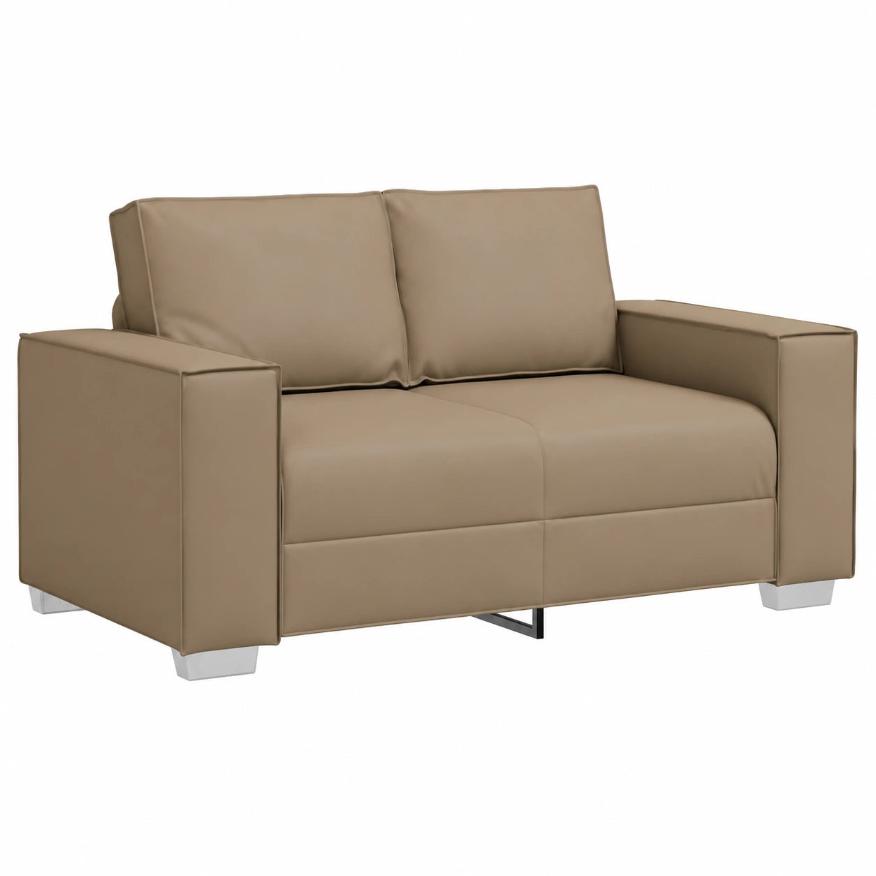 Stilvolles Zweisitzer-Sofa aus Kunstleder, Cappuccino, 160 cm, Modernes Design