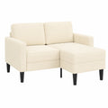 Komfortables 2-Sitzer-Sofa mit Chaiselongue in Creme, Leinenbezug, 125 cm, Ideal für Schlafzimmer