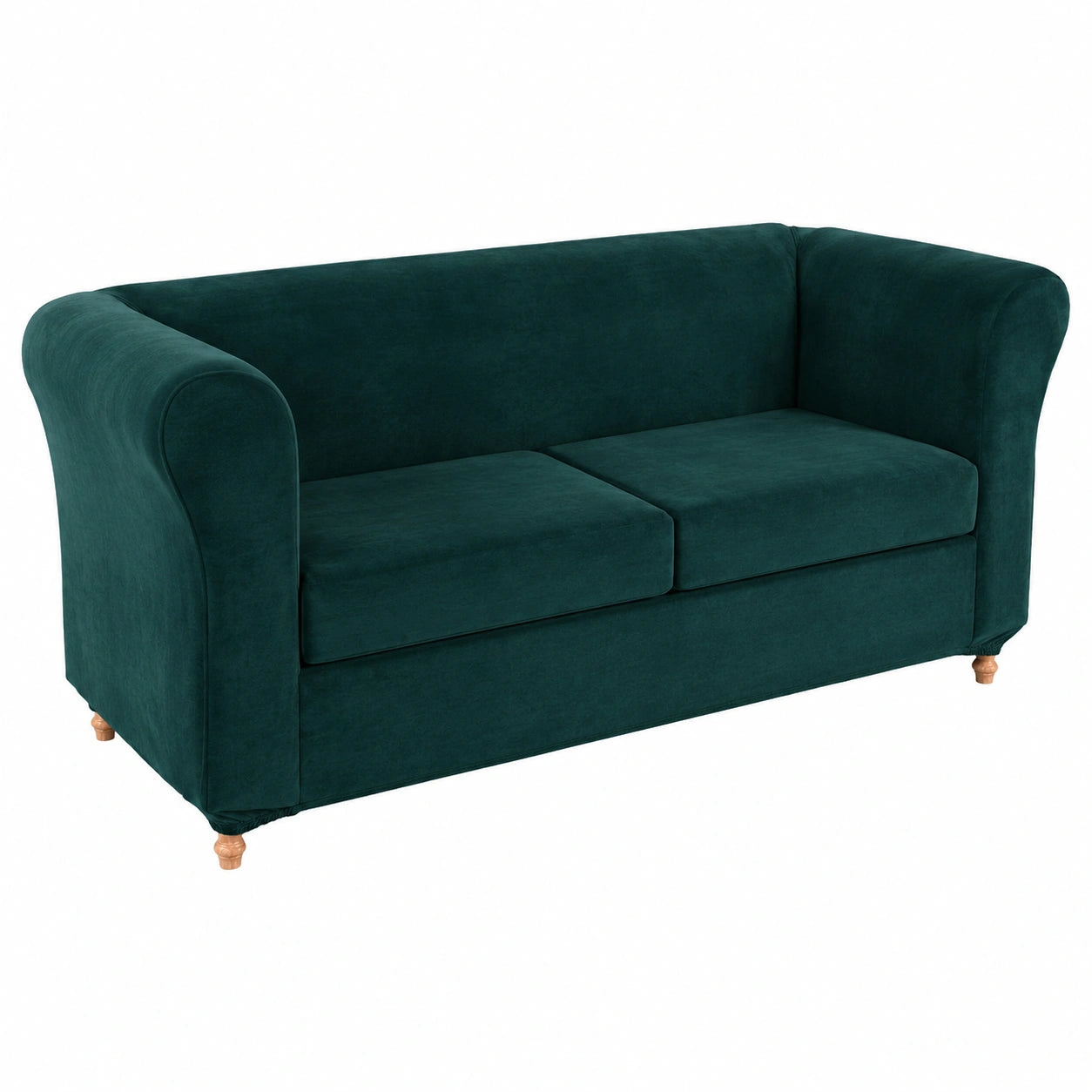 Elastische Samt-Sofahusse für Chesterfield, Waschbar, Grün, Zweisitzer und Großsitz, Möbelschutz fürs Wohnzimmer
