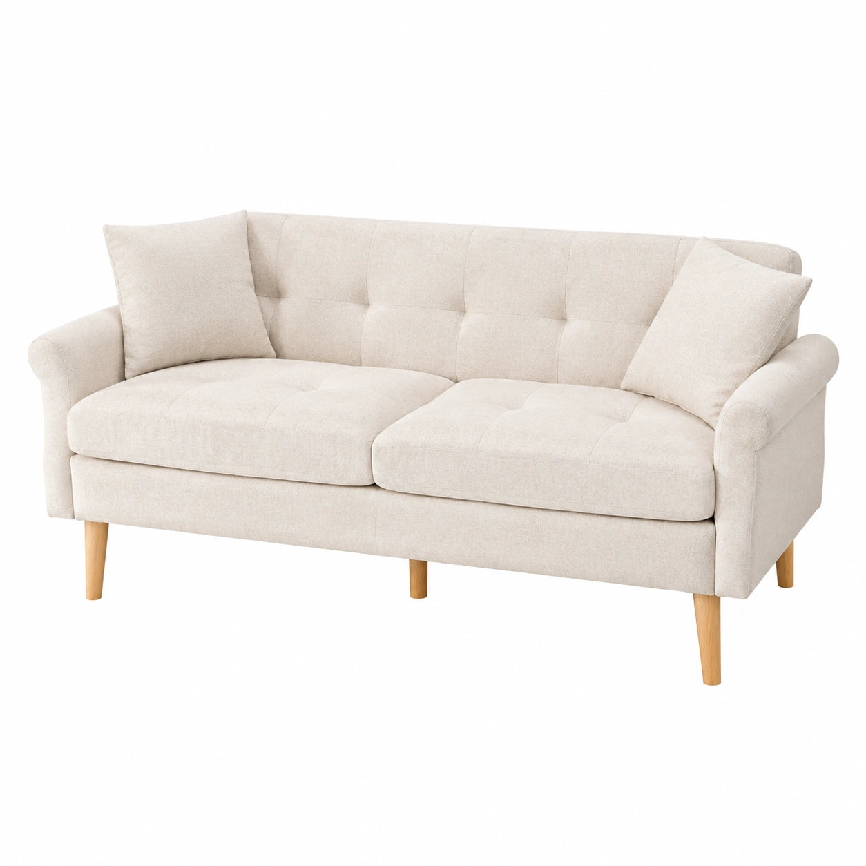 Merax Zweiersofa aus Chenille mit Massivholzfüßen – Komfortabler Polsterstuhl für Wohnzimmer & Schlafzimmer – Grau