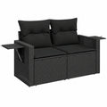 2-Sitzer Gartenlounge mit Kissen aus Poly Rattan, Schwarz