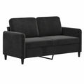 Modernes 2-Sitzer Sofa aus Samt mit Metallgestell und Rückenkissen, Schwarz