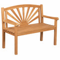 MR. DEKO® Teakholz Gartenbank mit Lehne, 2-Sitzer, wetterfeste Parkbank für Terrasse und Balkon, 120x60x94 cm