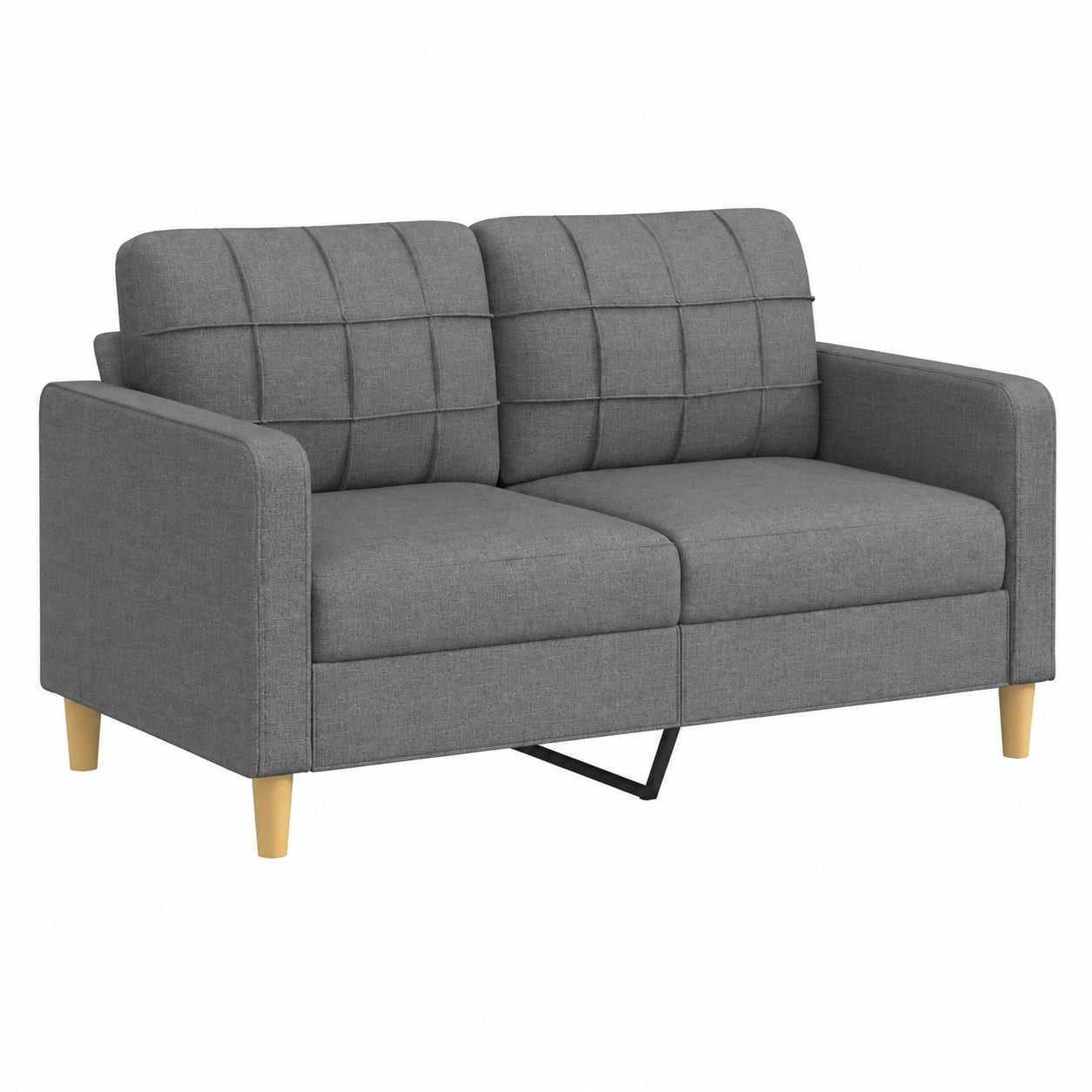 Willood Zweisitzer Sofa für Wohnzimmer, Polster mit Metallrahmen, Dunkelgrau 140 cm