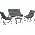 Outsunny 4-Sitzer Gartenmöbel-Set mit Sofa, Sesseln und Tisch, wetterfest, ideal für Terrasse und Balkon, Stahlrahmen, Grau