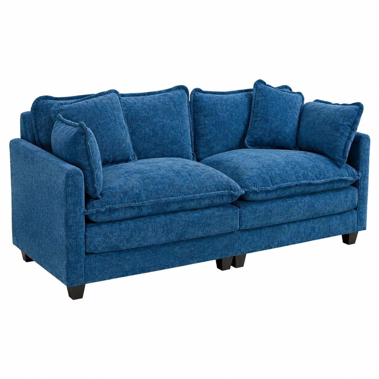 Verstellbares 2-Sitzer-Sofa, 195 cm, Chenille, inkl. Kissen für Wohnzimmer, Büro, blau
