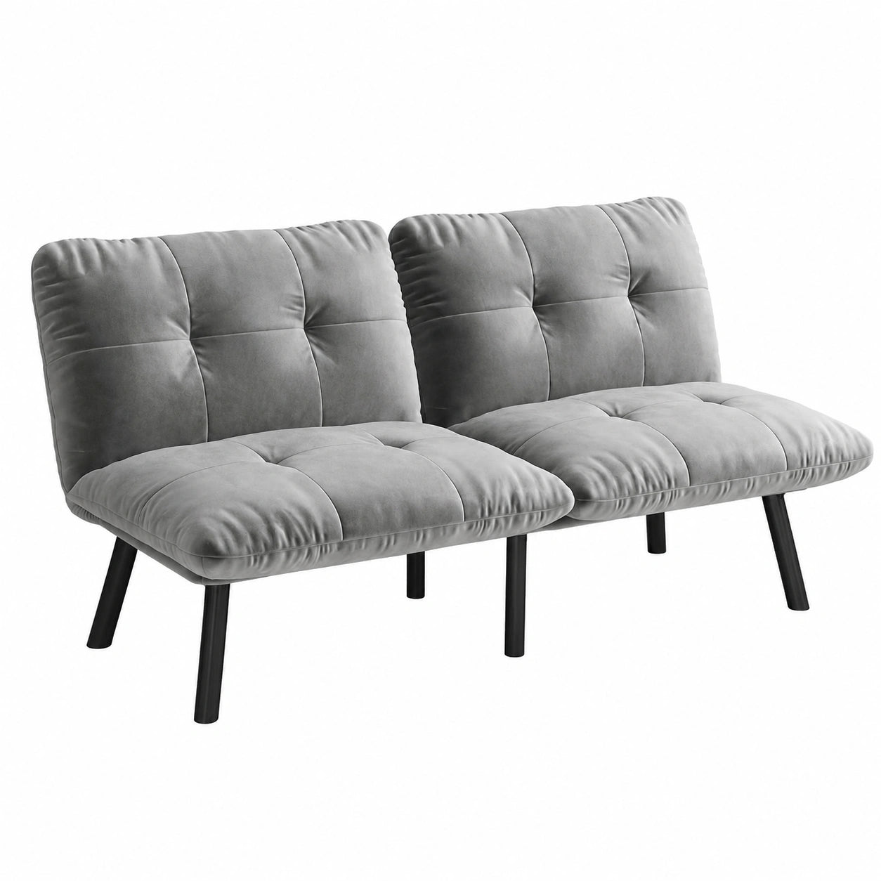 Kompaktes 2-Sitzer Schlafsofa in Grau mit Futon-Funktion