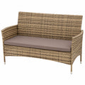 Zweisitzer Gartenbank aus Polyrattan mit Sitzkissen, Beige-Braun