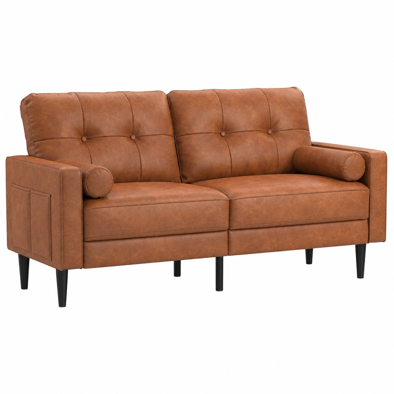 Modernes 2-Sitzer-Sofa aus Leder mit Stauraum und Kissen, einfach montierbar für Wohnzimmer und Büro