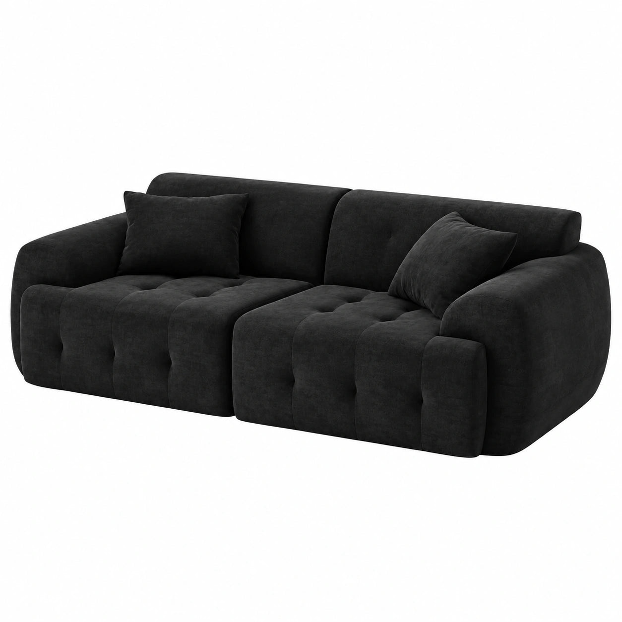 Zweisitzer Bodensofa COMHOMA, 180 x 86 x 40 cm, modernes Stoffsofa mit Rücken- und Armlehnen, inklusive Kissen, schwarz, kein Aufbau nötig