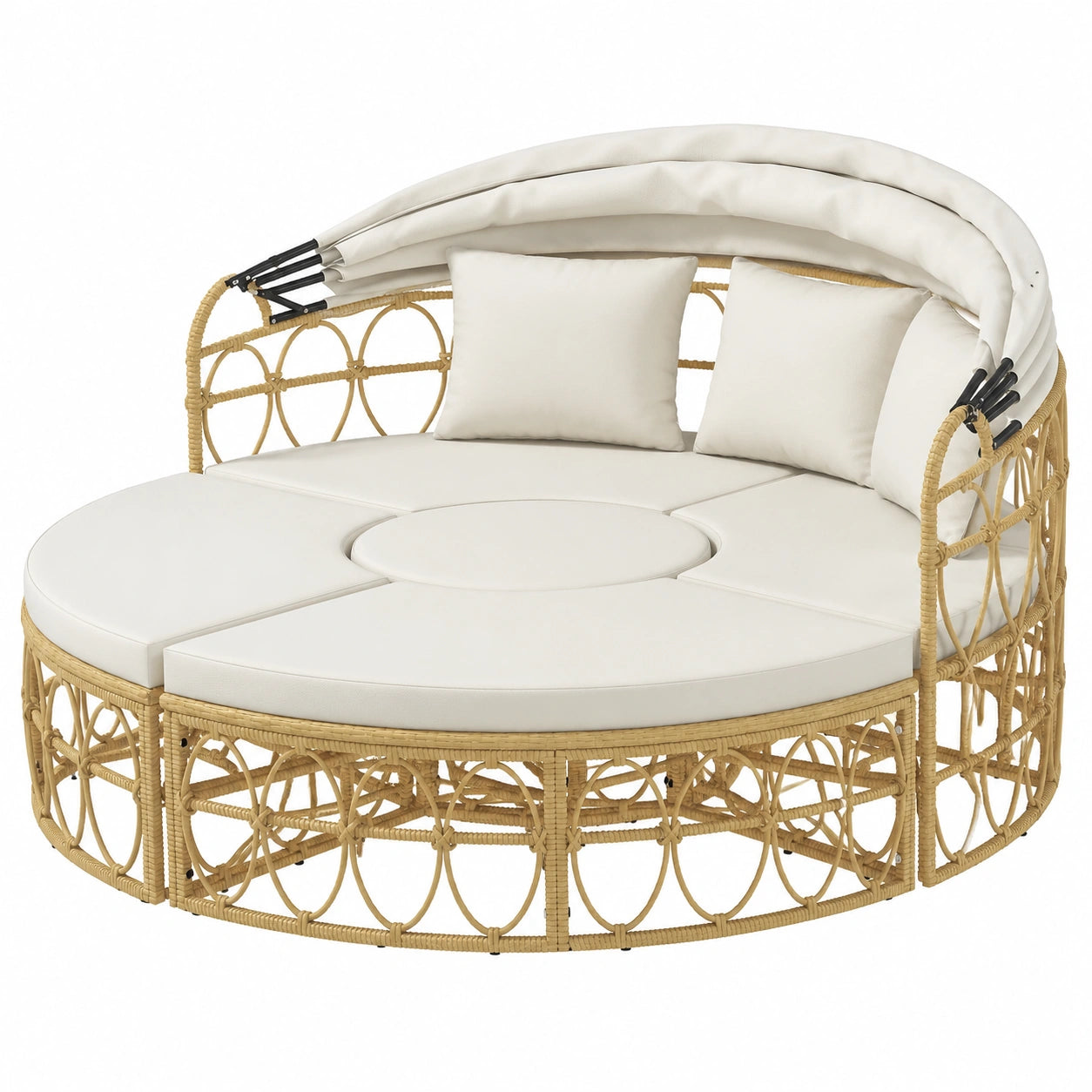 Outsunny Gartenlounge Set: Sonneninsel mit faltbarem Dach, Sitzgruppe für Außenbereich, Creme