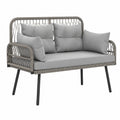 Outsunny Zweisitzer Gartensofa mit Kissen und Stahlrahmen, wetterfest, dunkelgrau