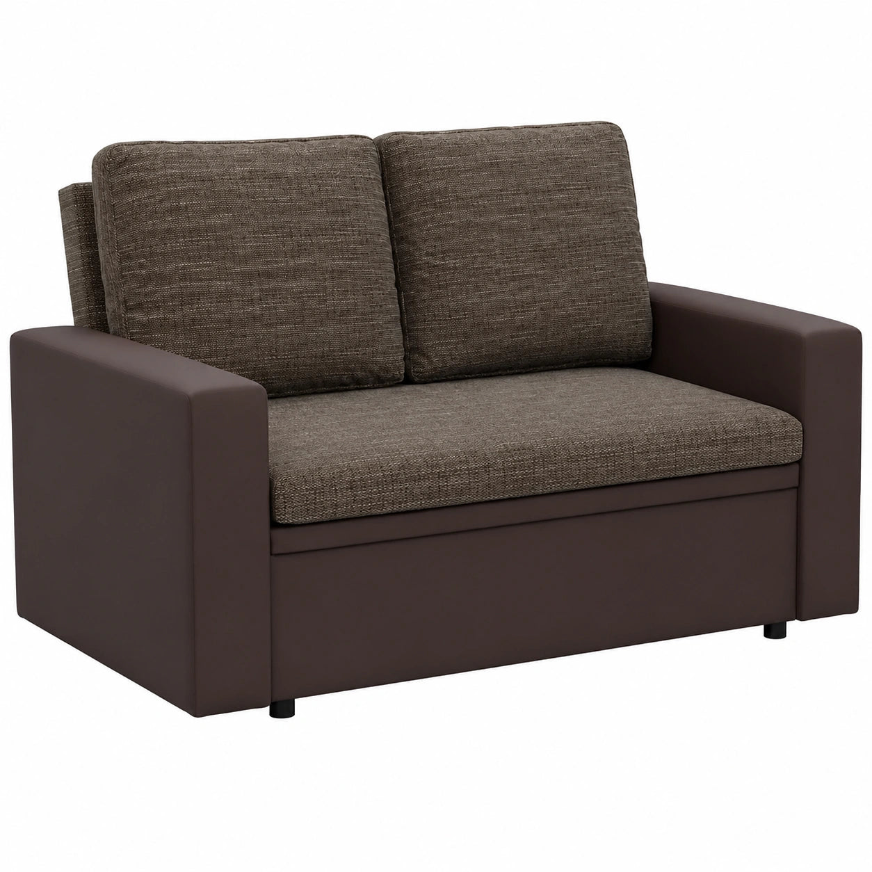 Mebligo - Schlafsofa 2-Sitzer mit Bettkasten, Kunstleder Braun, Kompakt und Funktional