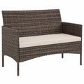 Outsunny Wetterfestes Rattansofa für Garten und Terrasse, 2-Sitzer mit Kissen, Khaki