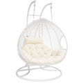 Zweisitzer Hängesessel mit Gestell, Polyrattan, Weiß/Vanille