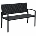 Outsunny Polyrattan 2-Sitzer Gartenbank, UV-beständig, ergonomische Arm- und Rückenlehnen, belastbar bis 240 kg, ideal für Terrasse und Balkon, 122x60x85 cm, Schwarz