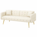 SUKY Multifunktionales Schlafsofa für Zwei, Verstellbare Rückenlehne und Armlehnen, Velours, 178 x 82 x 70 cm, Beige