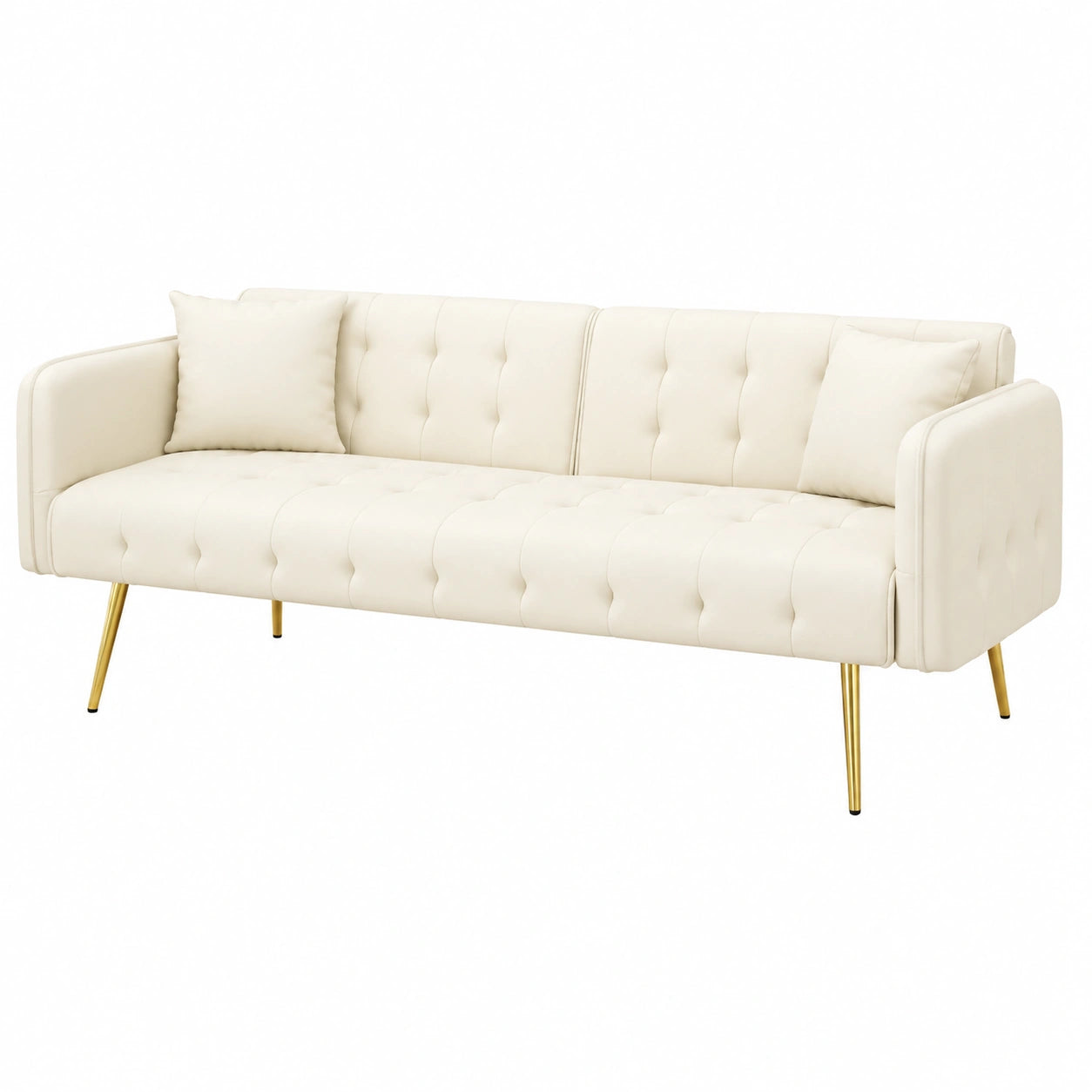 SUKY Multifunktionales Schlafsofa für Zwei, Verstellbare Rückenlehne und Armlehnen, Velours, 178 x 82 x 70 cm, Beige