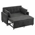 Merax Zweisitziges Schlafsofa mit Verstellbarer Rückenlehne, Chenille-Stoff, Schwarz, 142x79x85 cm