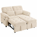 Modernes 2-Sitzer Schlafsofa mit USB-Ladefunktion, Verstellbarer Rückenlehne, Ausziehbar Beige
